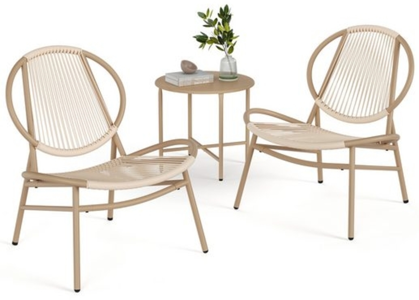 Balkonmöbel, 3er Set, Gartenmöbel-Set, aus PE-Polyrattan, Outdoor, mit Tisch, 2 Stühlen, für Terrasse, Garten, Balkon, Karamellbraun Bild 1