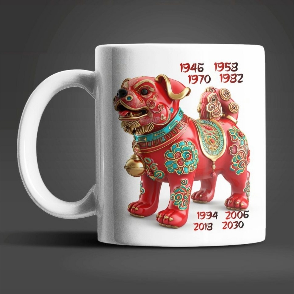 WS-Trend Tasse Hund Chinesisches Jahres Sternzeichen Tasse Kaffeetasse Teetasse, Keramik Bild 1