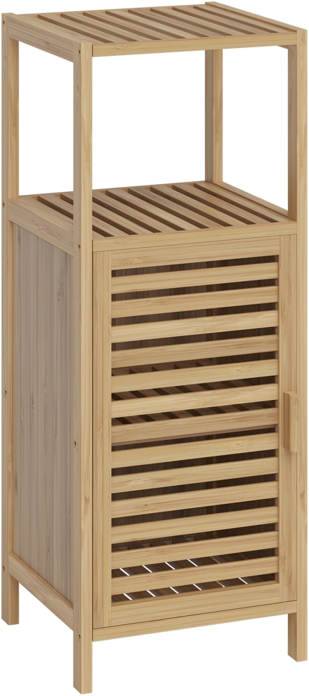 Bellamio 'Newa' Badezimmer-Schrank, Bambus, natur, 85 x 33 x 33 cm, mit 4 Ablagefächern und 1 Tür Bild 1