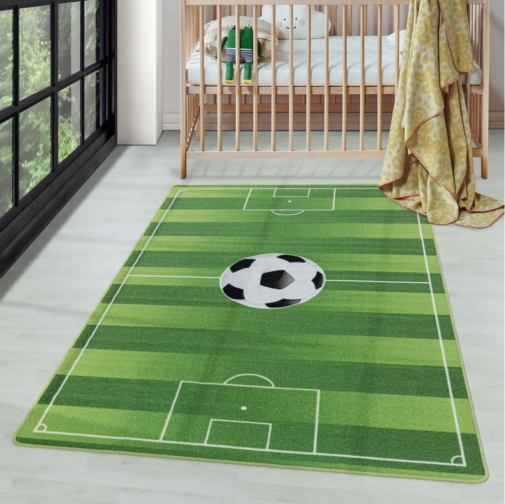 Carpettex Kinderteppich Fußballstadion, Rechteckig, Höhe: 7 mm, Kinderteppich Fußballstadion Teppich Kinderzimmer Rutschfest Waschbar Bild 1