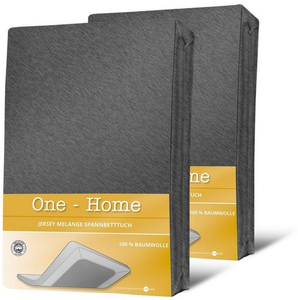 One Home Spannbettlaken Melange Jersey, Jersey, Gummizug: rundum, (2 Stück), meliert, Double Pack Bild 1