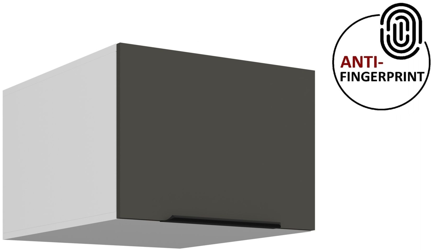 Küchen Aufsatzschrank 50 cm ARIA Graphite ultra matt + Weiss matt, hochwertige Fronten mit Anti Fingerprint Beschichtung Küchenzeile Küchenblock Bild 1