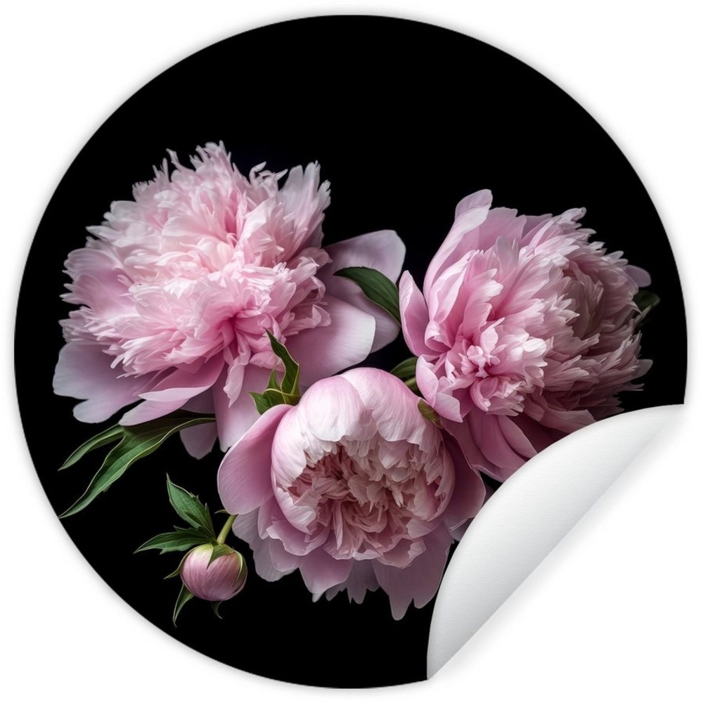 MuchoWow Wandsticker Pfingstrose - Rosa - Blumig - Botanisch - Natur (1 St), Wandtattoo Selbstklebend, Wohnzimmer Deko Aufkleber, 30x30 cm Bild 1