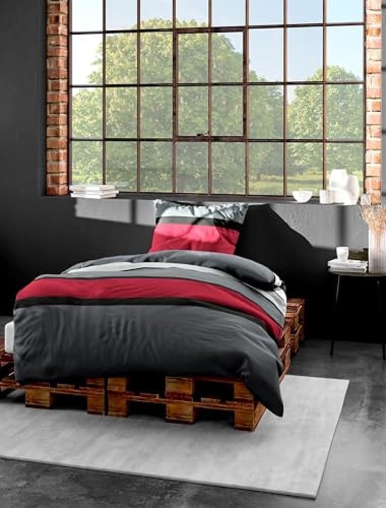 Bierbaum Bettwäsche 4757, Mako-Satin, Designed in Germany, rot 63, 200x200 + 2 x 80 x 80 cm, für das Doppelbett Bild 1