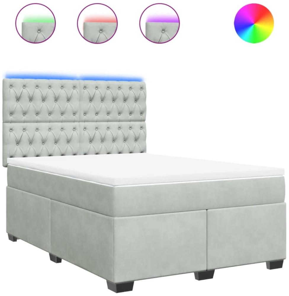 vidaXL Boxspringbett mit Matratze Hellgrau 140x200 cm Samt 3293236 Bild 1