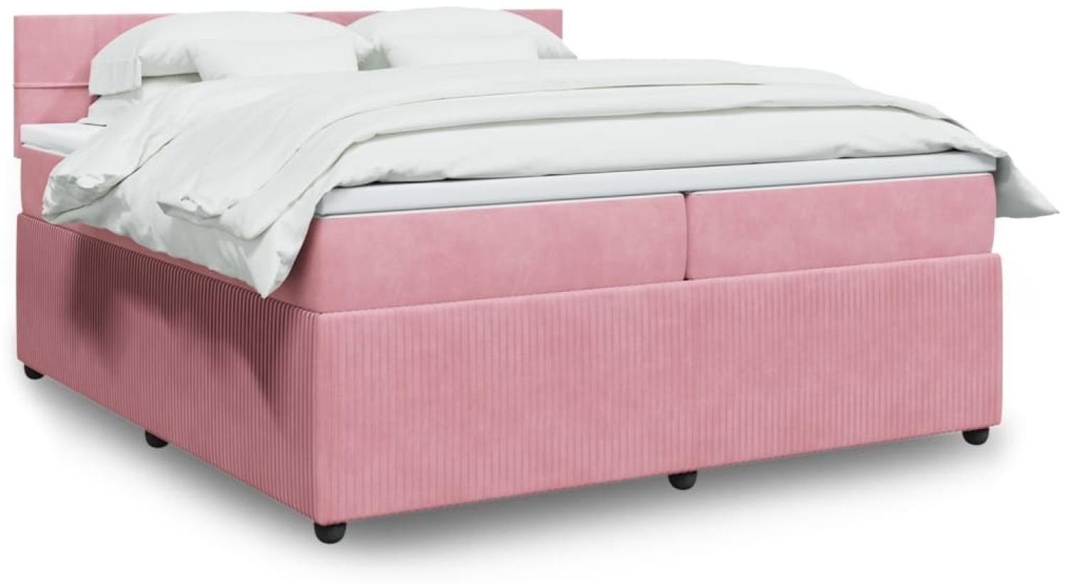 vidaXL Boxspringbett mit Matratze Rosa 200x200 cm Samt 3287835 Bild 1