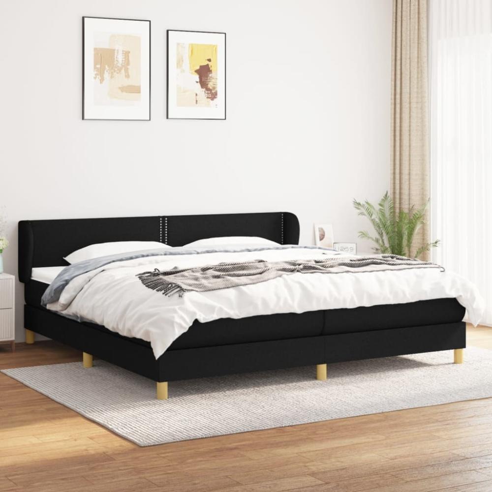 vidaXL Boxspringbett mit Matratze Schwarz 200x200 cm Stoff, Härtegrad: H2 [3126751] Bild 1