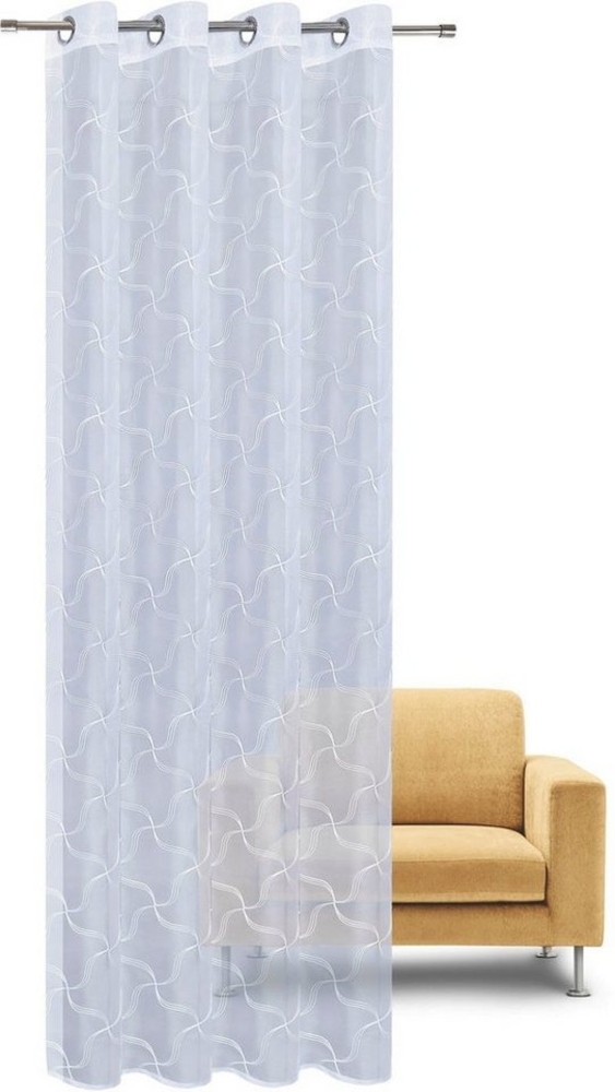 Gerster Gardine Talea (1 St), Ösen, transparent, Voile, Ösenschal bestickt mit Wellengitter Bild 1