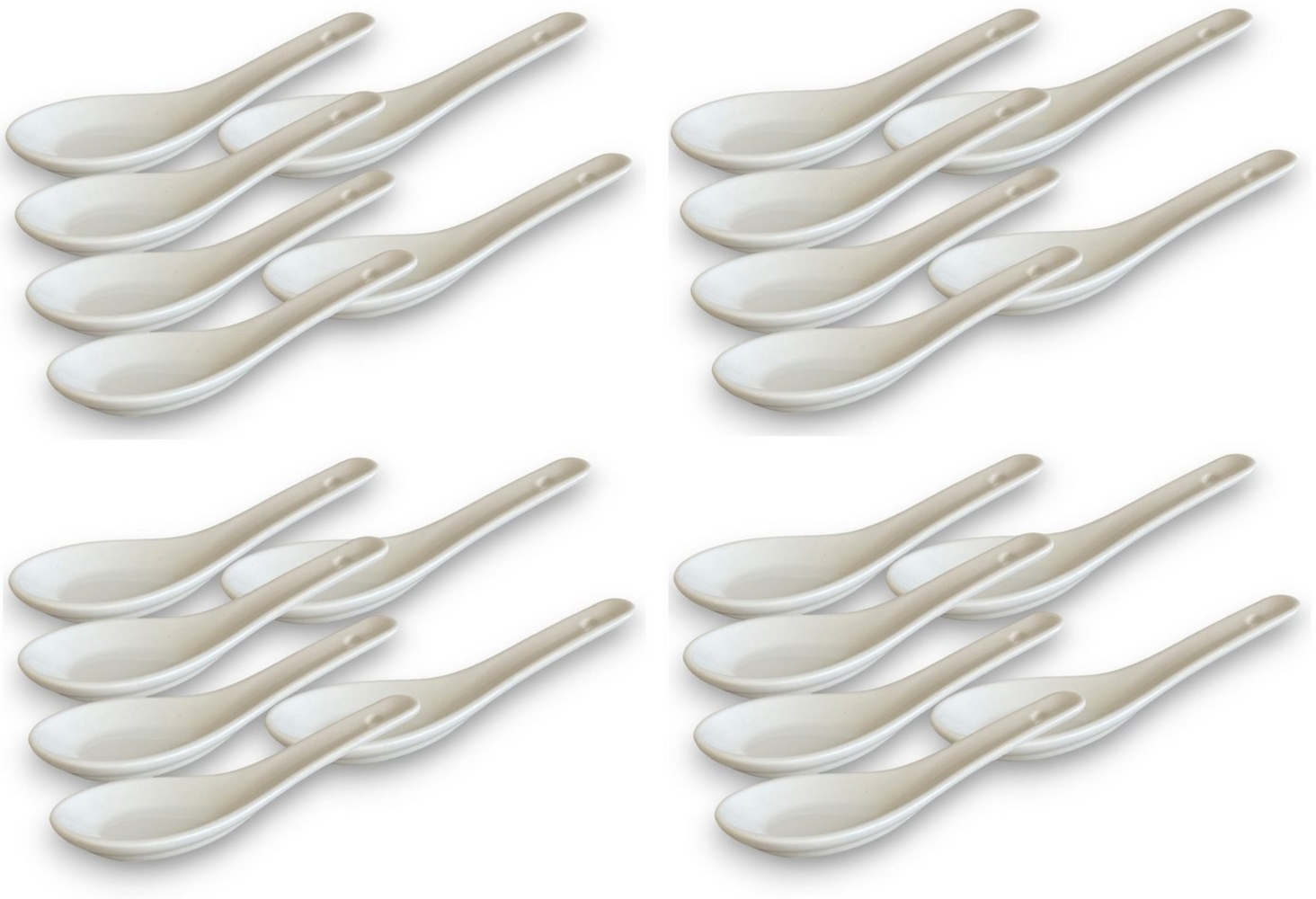 WestCraft Suppenlöffel White and black Series ASIATICA, Porzellan-Löffel-Set Asien / Ramen, 13 cm - Reis-Löffel - Suppen-Löffel, Servier-Löffel - Spoon-Set Bild 1