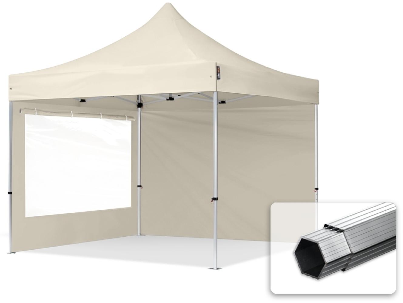 3x3m Faltpavillon PROFESSIONAL Alu 40mm, Seitenteile mit Panoramafenstern, creme Bild 1