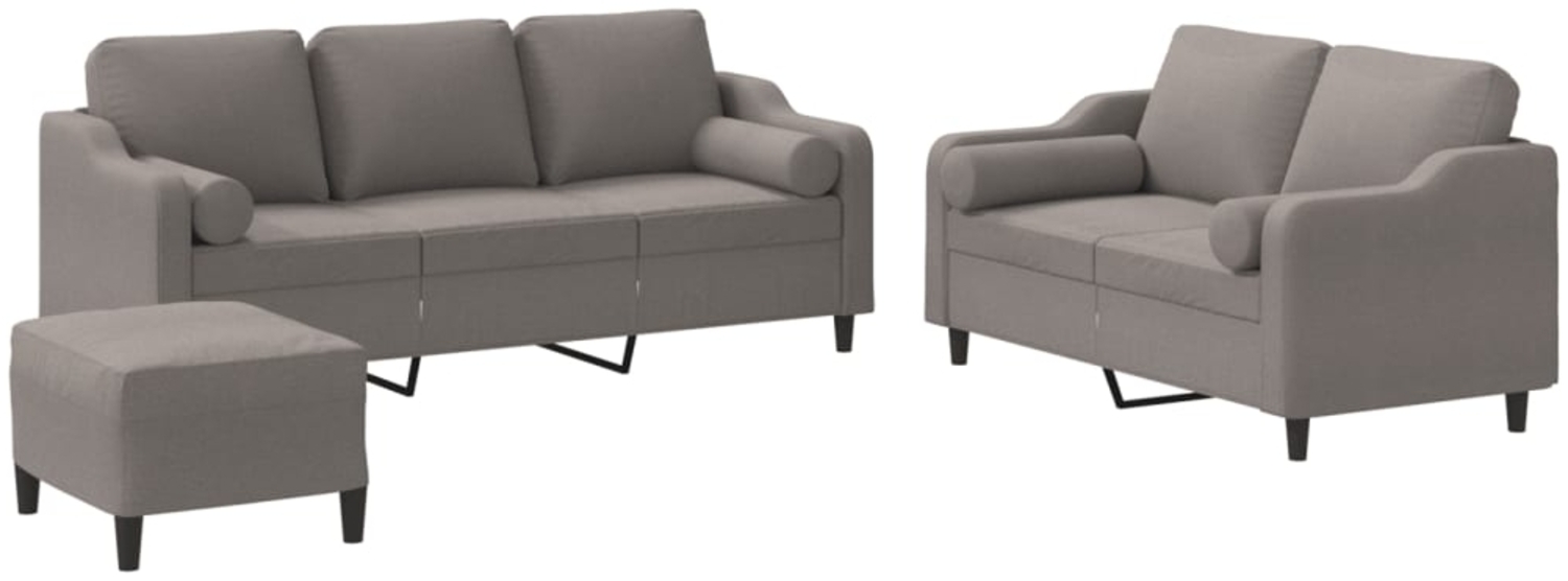 vidaXL 3-tlg. Sofagarnitur mit Kissen Taupe Stoff 3201865 Bild 1