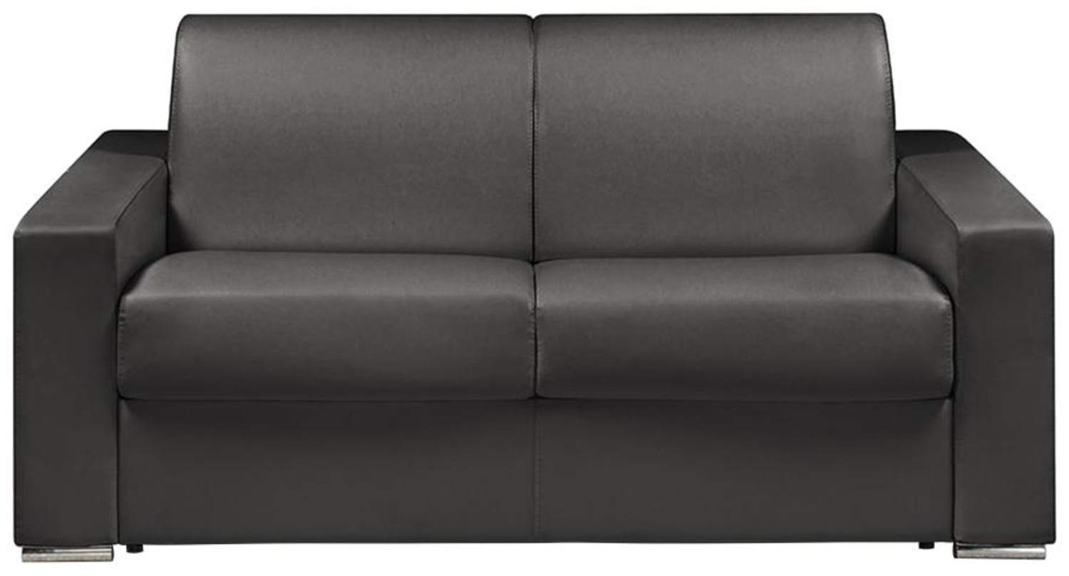 Vente-unique - Schlafsofa 2-Sitzer - Liegefläche: 120 cm - Matratzenhöhe: 22 cm - Kunstleder - Schwarz - CALITO Bild 1