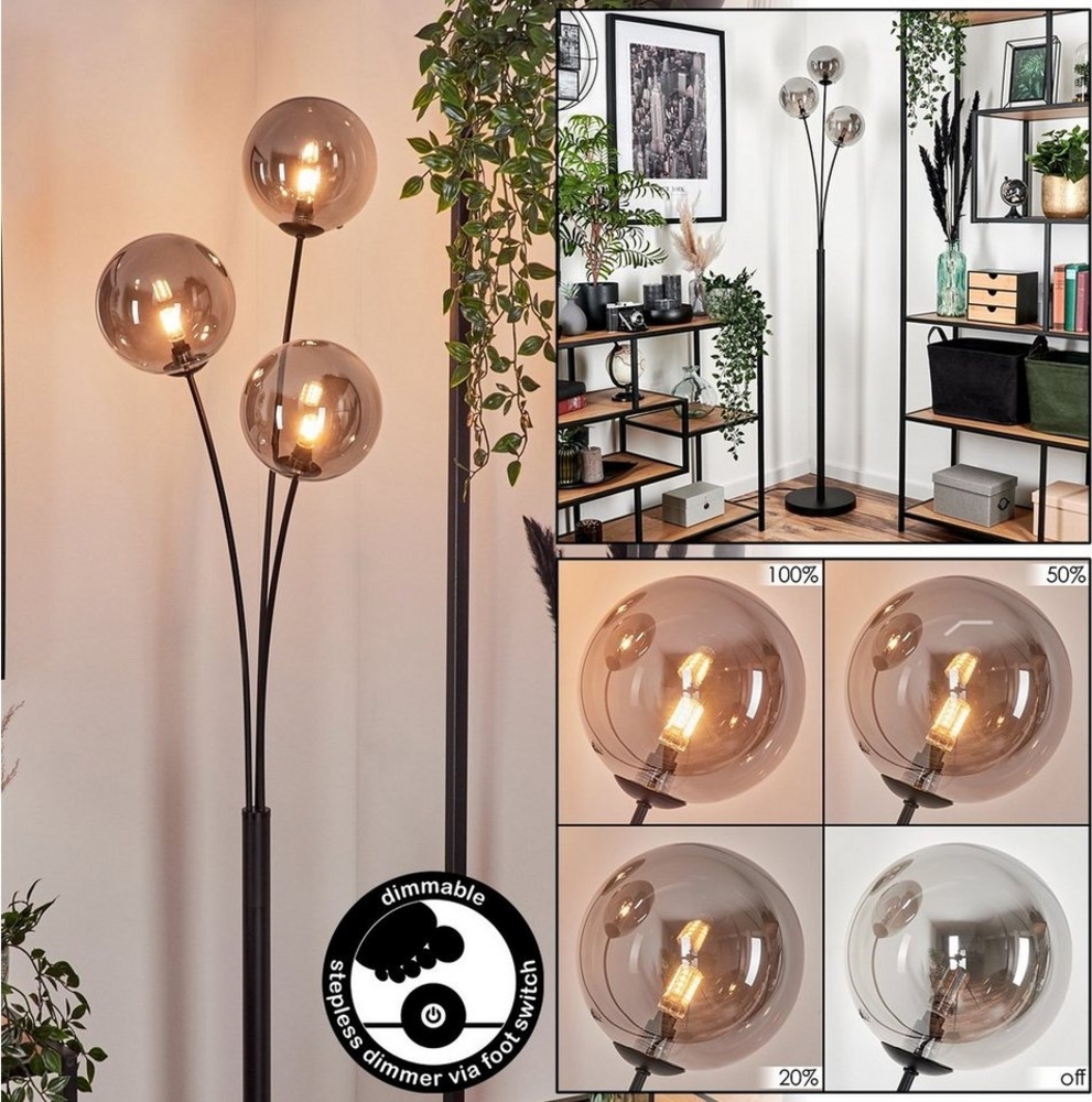 hofstein Stehlampe Stehlampe aus Metall/Glas in Schwarz/Rauchfarben, ohne Leuchtmittel, Leuchte mit Glasschirmen (15cm), dimmbar, 3xG9, ohne Leuchtmittel Bild 1