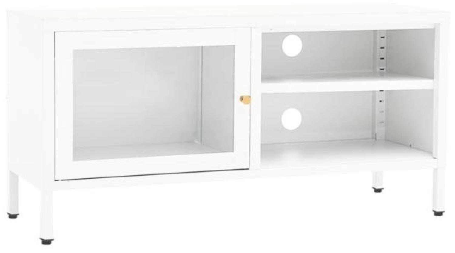 vidaXL TV-Schrank Weiß 90x30x44 cm Stahl und Glas 336056 Bild 1