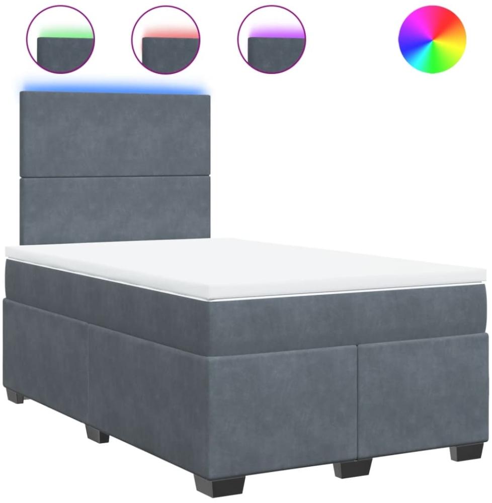 vidaXL Boxspringbett mit Matratze Dunkelgrau 120x190 cm Samt 3293153 Bild 1