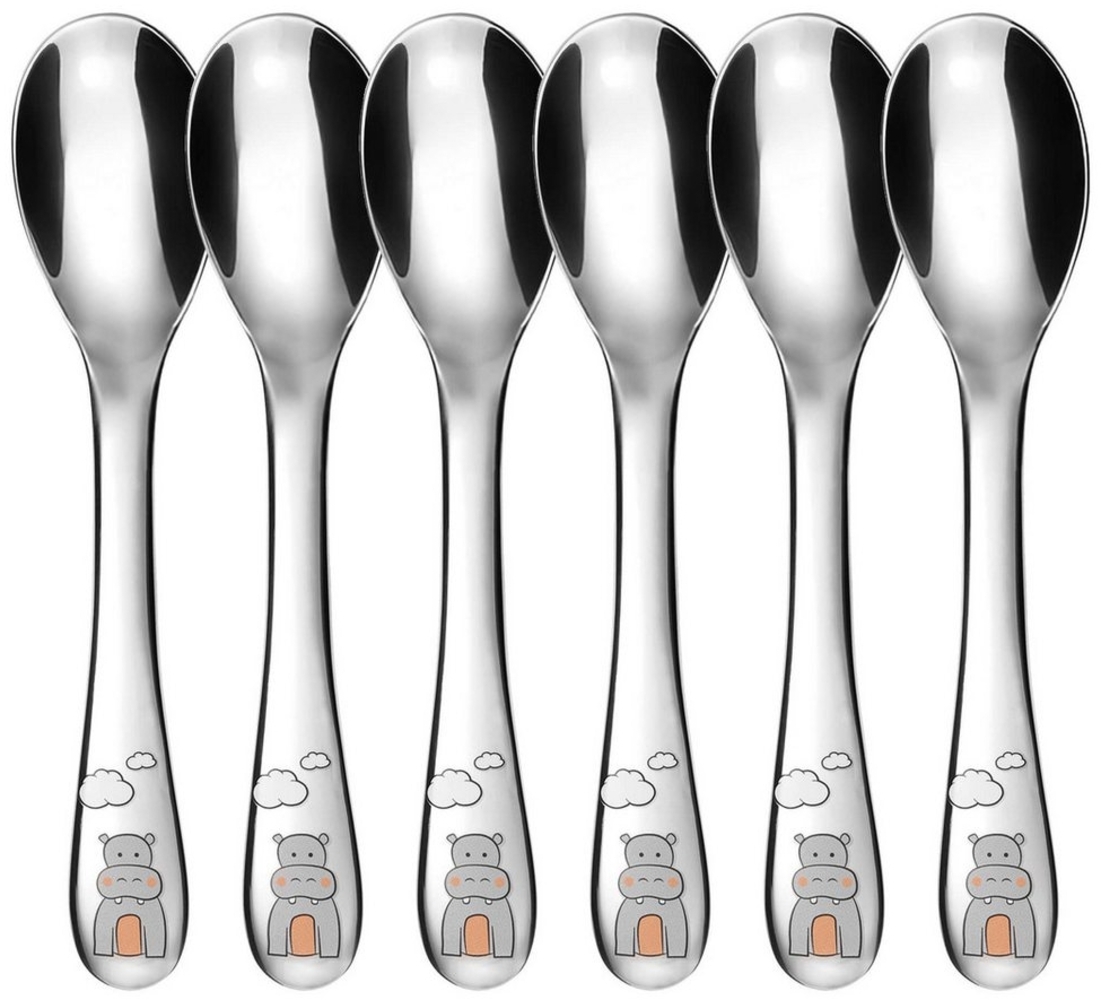 Kleine Kinderlöffel, 6-teilig, Edelstahl, Flusspferd Bild 1