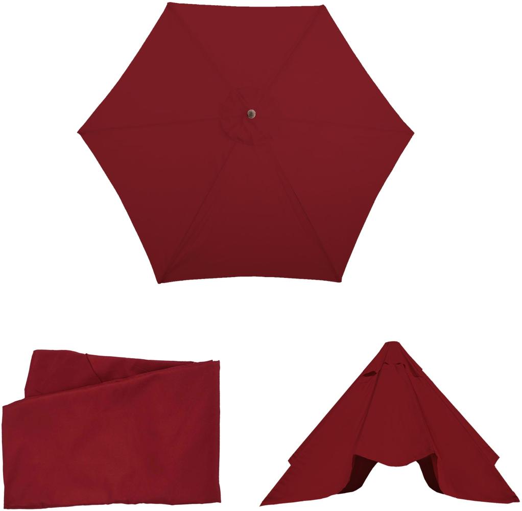 Ersatz-Bezug für Sonnenschirm Florida, Sonnenschirmbezug Ersatzbezug, Ø 3m Polyester 6 Streben ~ bordeaux Bild 1