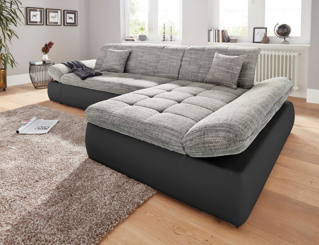 DOMO collection Ecksofa PB Moric wahlweise mit Bettfunktion + Armteilverstellung, L-Form, im XXL-Format, B/T/H:300/172/80 cm, feine Steppung Bild 1