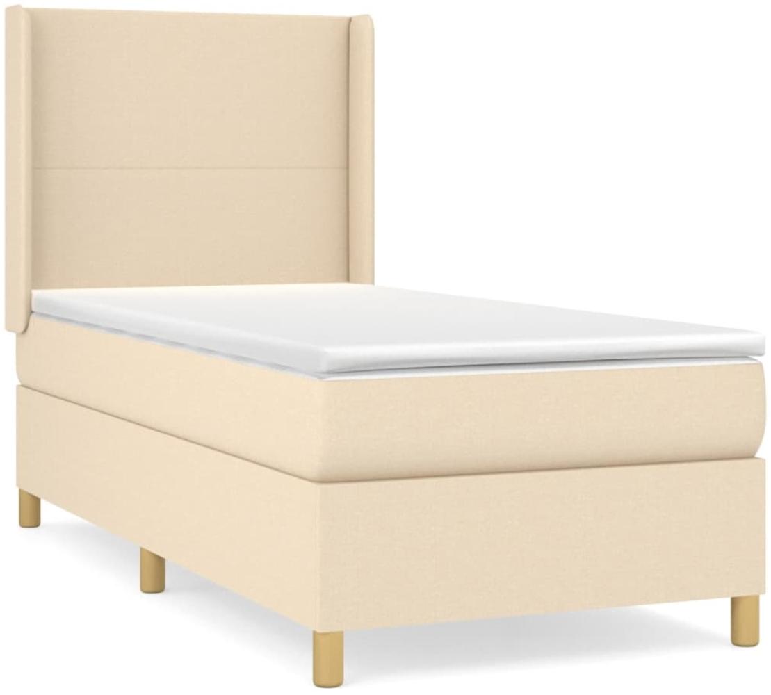 vidaXL Boxspringbett mit Matratze Stoff Creme 80x200 cm, Härtegrad: H2 [3131790] Bild 1