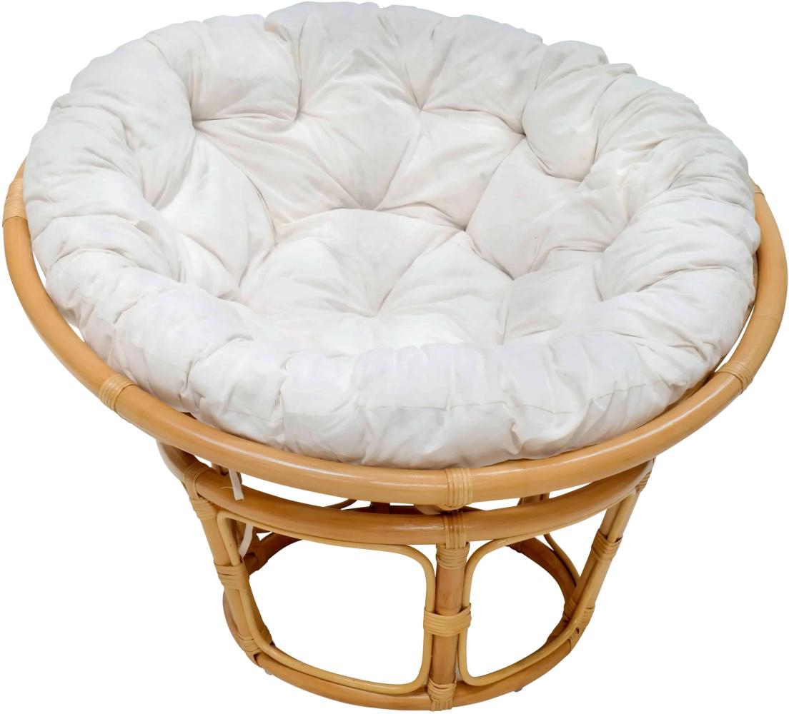 MiaMöbel Sessel 'Papasan' honig, Ø 100 cm 100% Baumwolle, Rattan Modern Bild 1