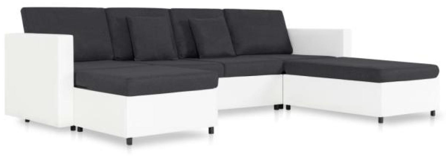 vidaXL 4-Sitzer Ausziehbares Schlafsofa Kunstleder Weiß [287215] Bild 1