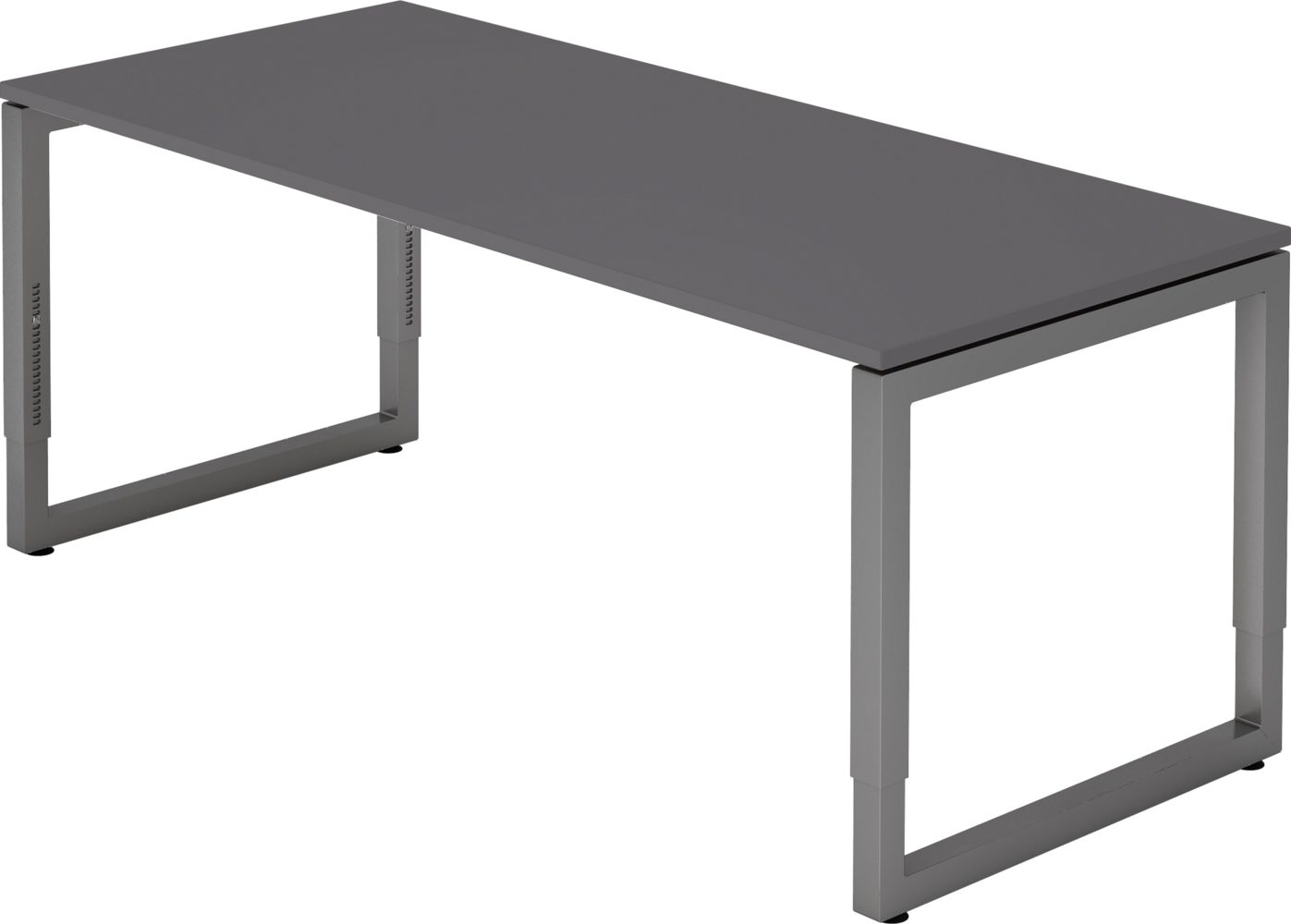 bümö höhenverstellbarer Schreibtisch R-Serie 180x80 cm in graphit, Gestell in Graphit - großer PC Tisch für's Büro manuell höhenverstellbar, Computertisch verstellbar, RS-19-G-G Bild 1