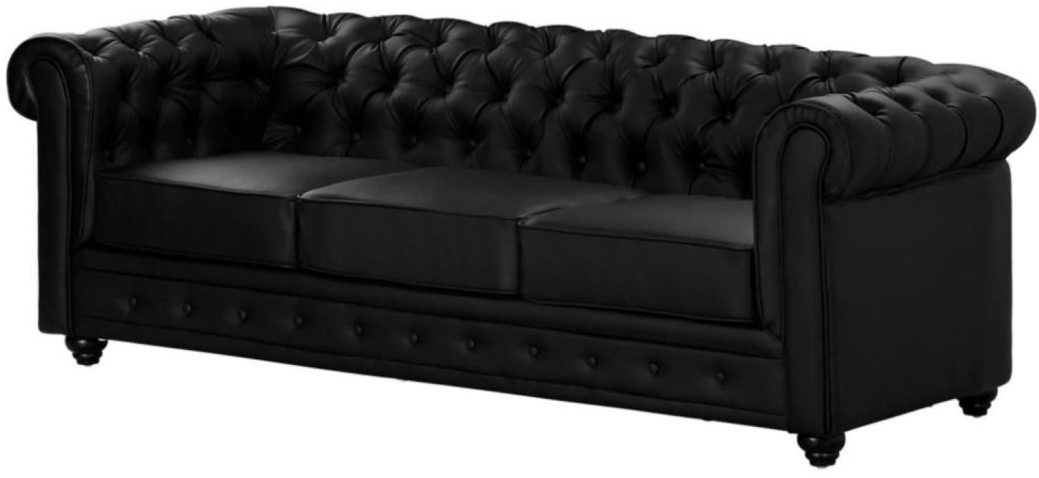 Vente-unique - Sofa 3-Sitzer - Kunstleder - Schwarz - CHESTERFIELD Bild 1