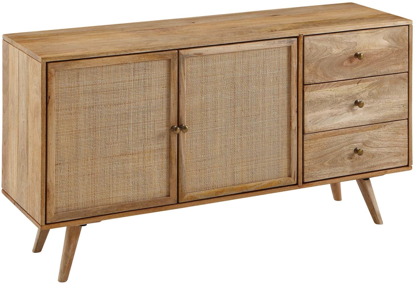 Kadima Design Mangoholz Sideboard, Unique Design, Stabile Konstruktion, Großer Stauraum. 140x40x75 cm Bild 1