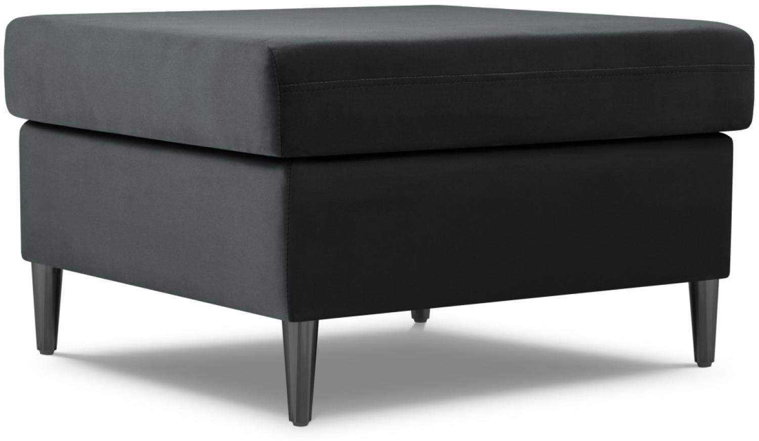 Micadoni Samtstoff Pouf Hocker Moghan | Bezug Dark Grey | Beinfarbe Black Chrome Metal Bild 1