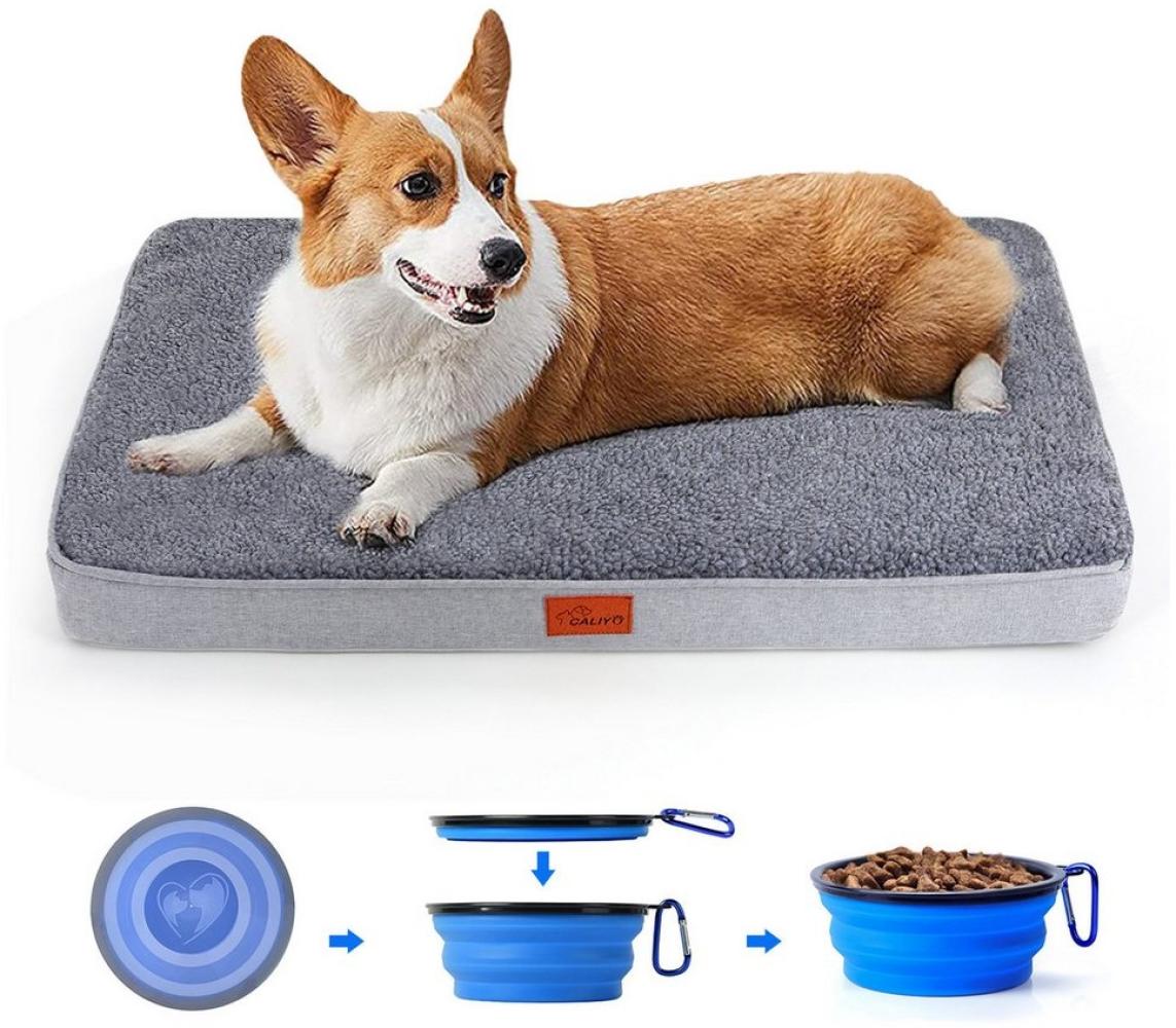 CALIYO Tierbett Orthopädisches Hundebett Grosse Hunde - Hundekissen flauschig, Cozy Flannel Fleece Fabric/ Washable Inner Film/ Egg Crate orthopedic Foam/ Non-slip Bottom, Hundematte Waschbar Hundematratze in dunkelgrau für Große Hunde Bild 1