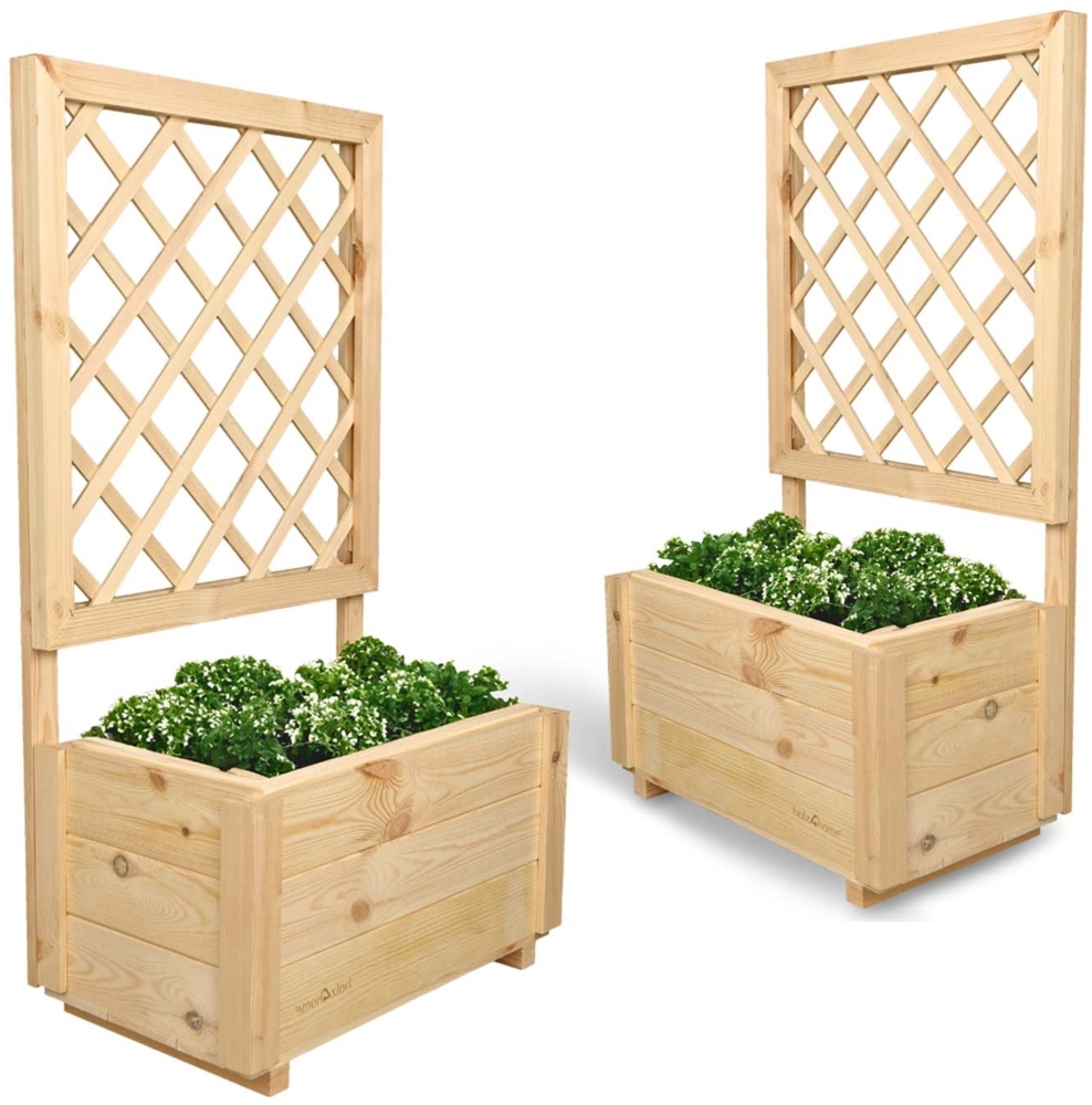 2er Set Pflanzkästen mit Rankgitter - Kiefer - 58 x 34 x 104cm Bild 1