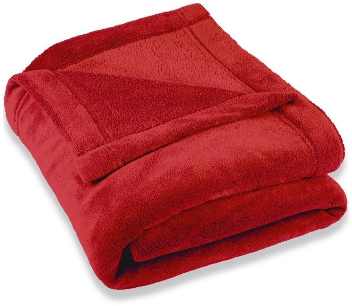 CelinaTex Flauschige Kuscheldecke 150 x 200 cm rot Decke Sofa warm Wohndecke weich Mikrofaser Fleece Oeko-TEX Montreal Bild 1