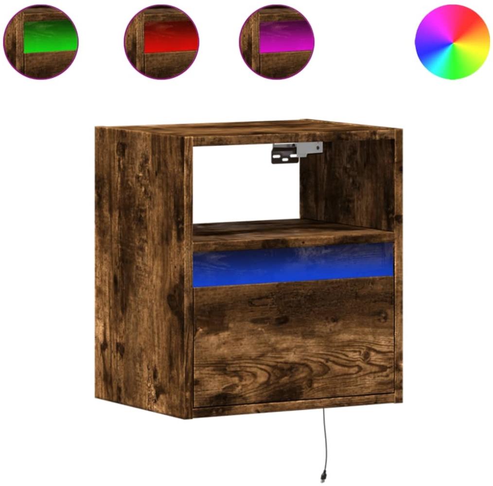 vidaXL Wand-Nachttische mit LED-Leuchten 2 Stk. Räuchereiche 3307984 Bild 1