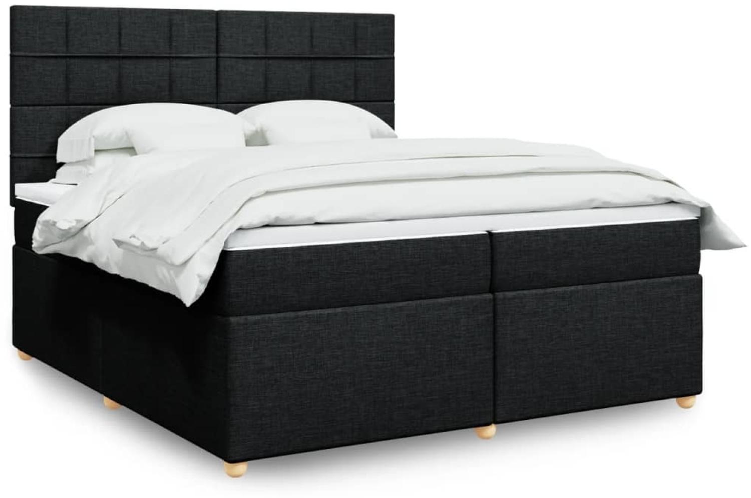 vidaXL Boxspringbett mit Matratze Schwarz 200x200 cm Stoff 3293689 Bild 1