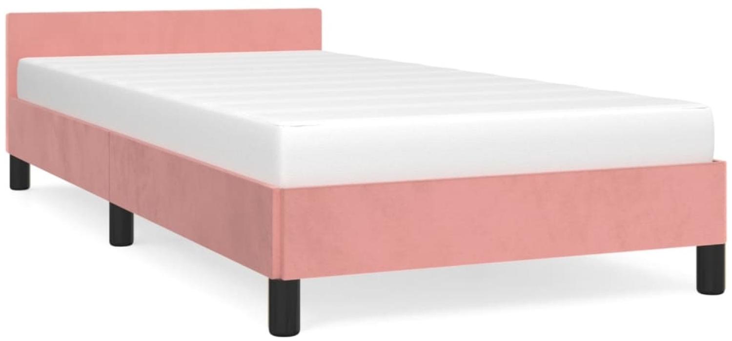 vidaXL Bettgestell mit Kopfteil, Kunstleder, Rosa, 100x200 cm Bild 1