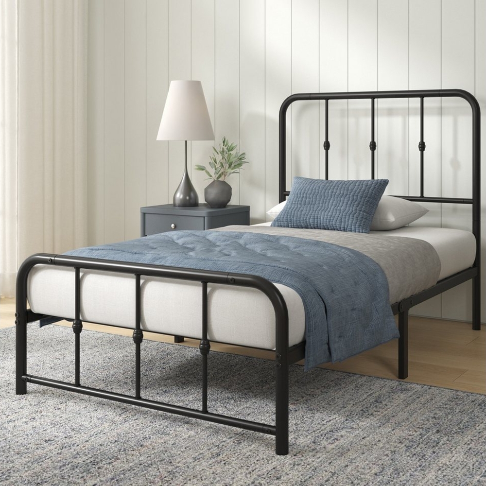 ZINUS Bettgestell Florence, Bett mit Kopf- und Fussteil, (90x200cm & 140x200cm) (Schwarz, 90x200cm), Inklusive Lattenrost, Hohe Stabilität, Leichter Aufbau Bild 1
