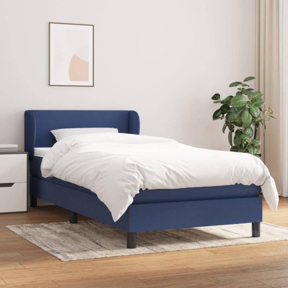 Boxspringbett mit Matratze Blau 90x200 cm Stoff (Farbe: Blau) Bild 1