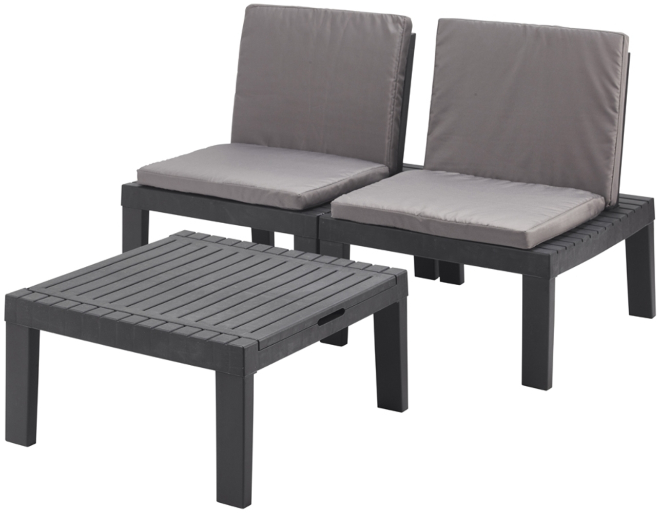 Dmora Outdoor-Lounge-Set Aixela, Gartenkomposition mit 2 Sitzen mit Rückenlehne und 1 Multifunktionsmodul, Lounge mit Kissen, 100 % Made in Italy, Anthrazit Bild 1