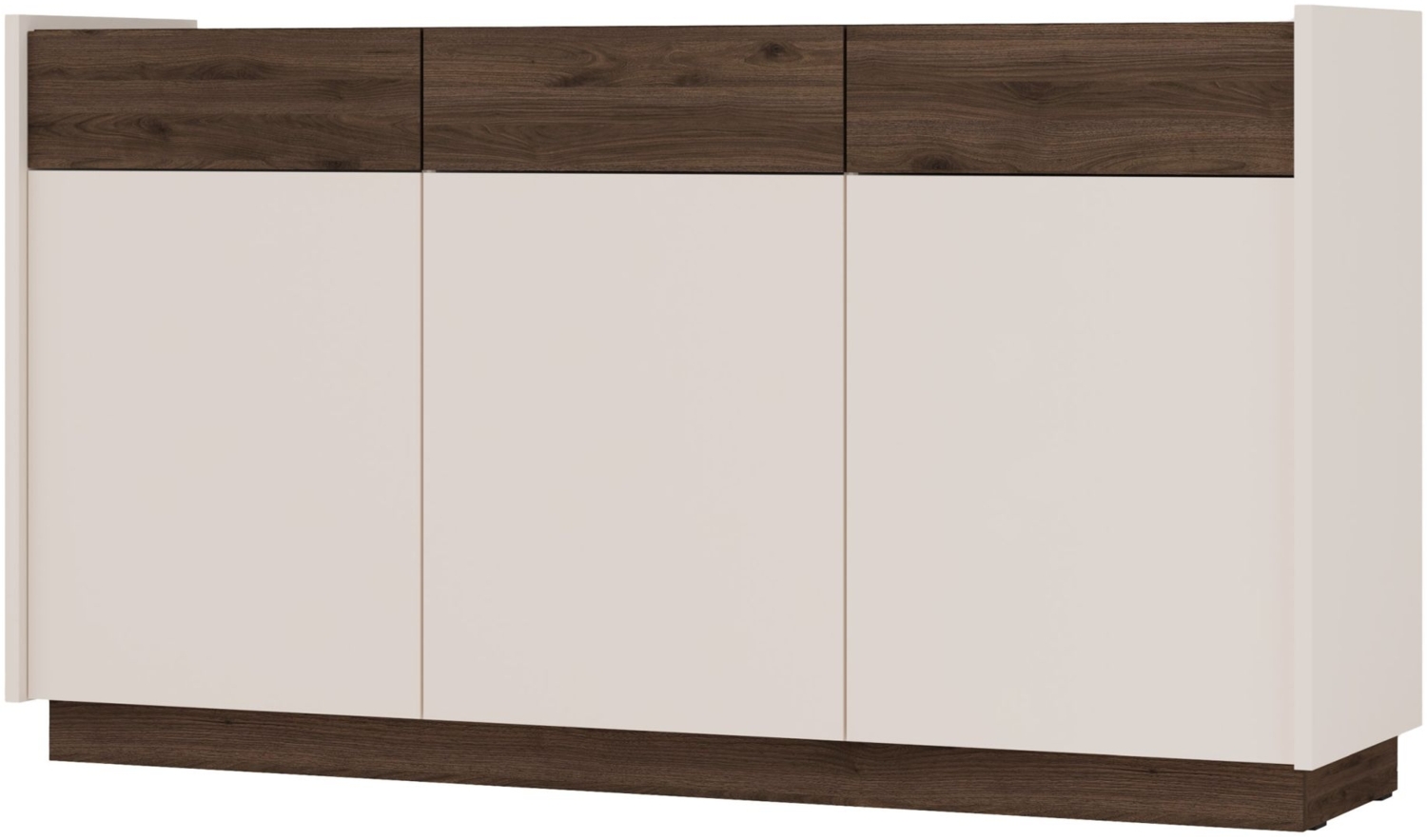 Selsey 'Kobbe' Sideboard 3-türig mit 3 Schubladen, beige / Nussbaum, ca. 83 x 149 x 40 cm Bild 1