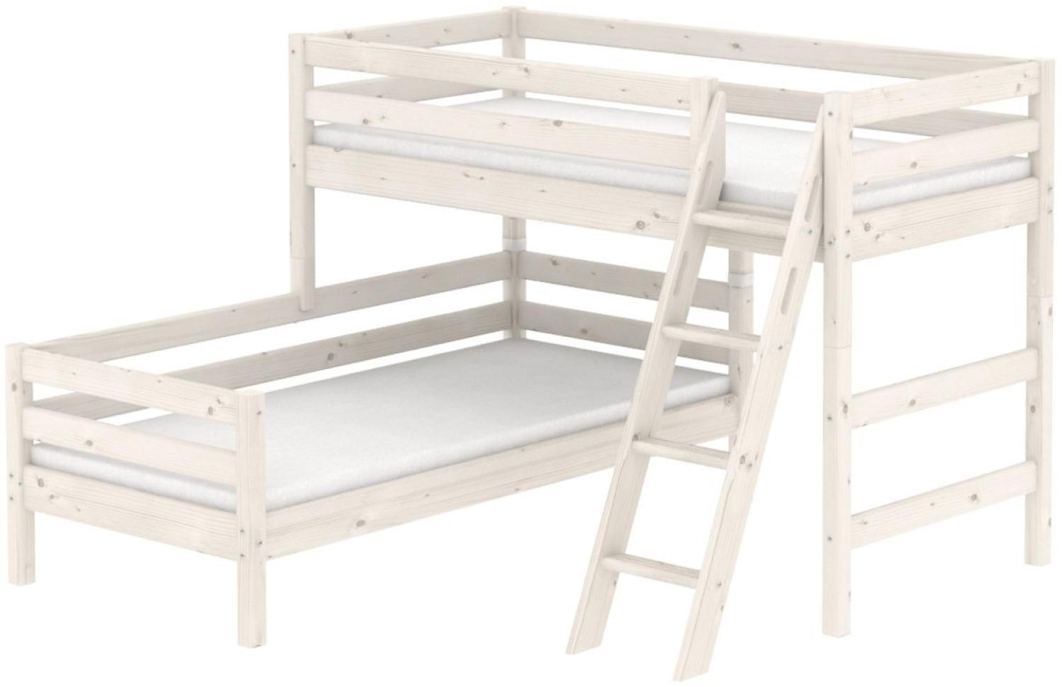 Flexa 'Classic' Etagenbett weiß, schräge Leiter, 90x190 cm Bild 1