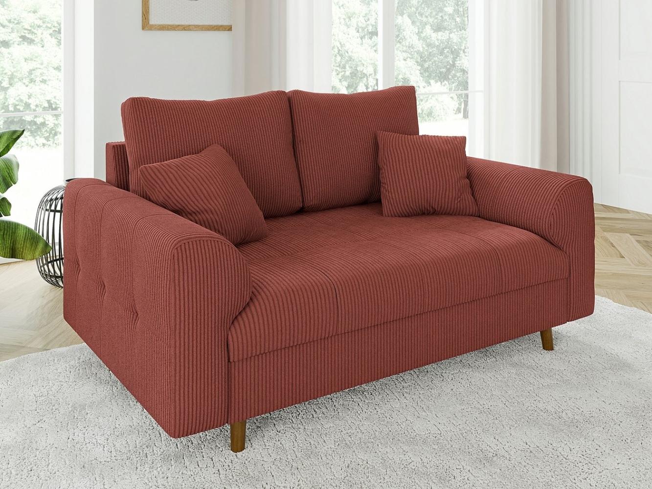 S-Style Möbel 2-Sitzer Sofa Zara mit Holzfüßen im skandinavischen Stil aus Cord-Stoff, mit Wellenfederung Bild 1