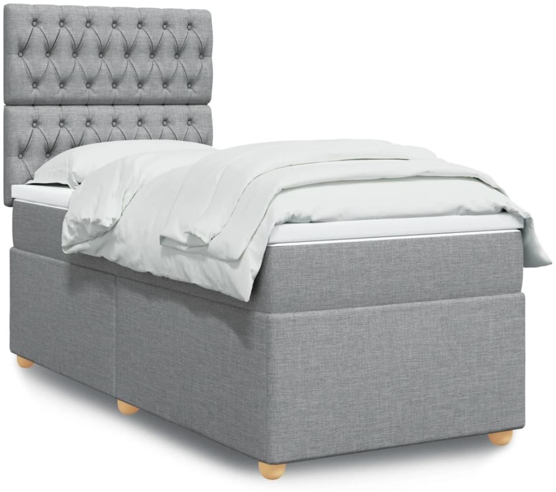 vidaXL Boxspringbett mit Matratze Hellgrau 80x200 cm Stoff 3293414 Bild 1