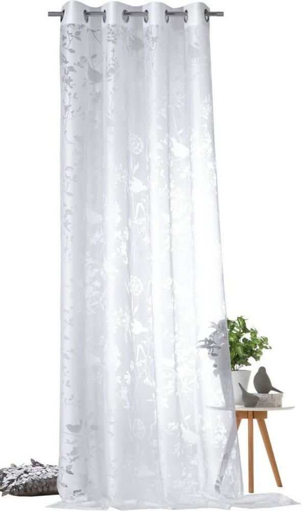 Weckbrodt Vorhang Shorty, Ösen (1 St), transparent, Ausbrenner, Ausbrenner, Allover,transparent,Motiv Vögel und Zweige, Gardine, Store Bild 1