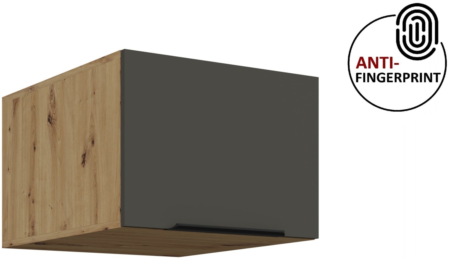 Küchen Aufsatzschrank 50 cm ARIA Graphite ultra matt + Eiche Artisan matt, hochwertige Fronten mit Anti Fingerprint Beschichtung Küchenzeile Küchenblock Bild 1