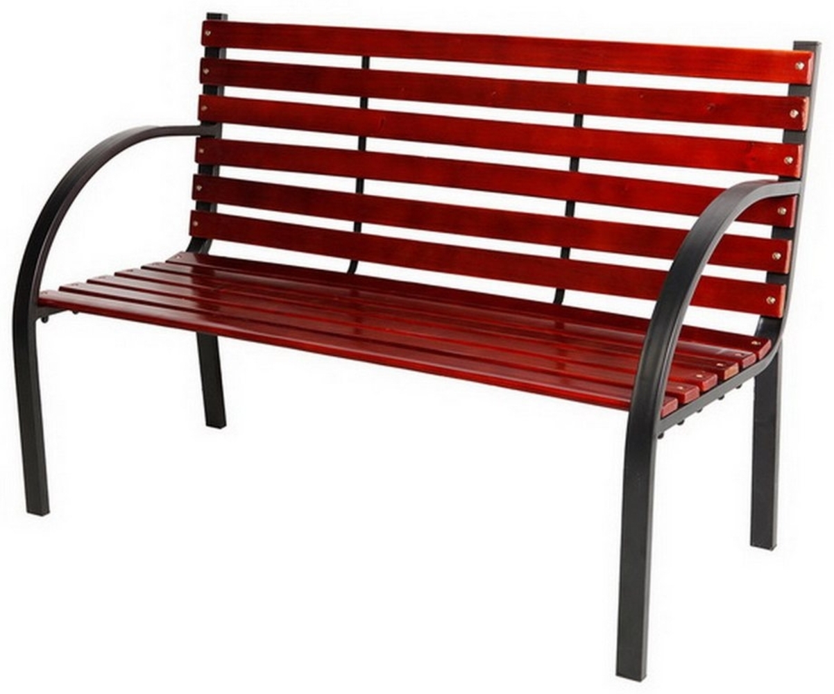 Parkbank Tannenholz Gartenbank Sitzbank Holz Metall Terrasse Balkon 122x80cm Bild 1