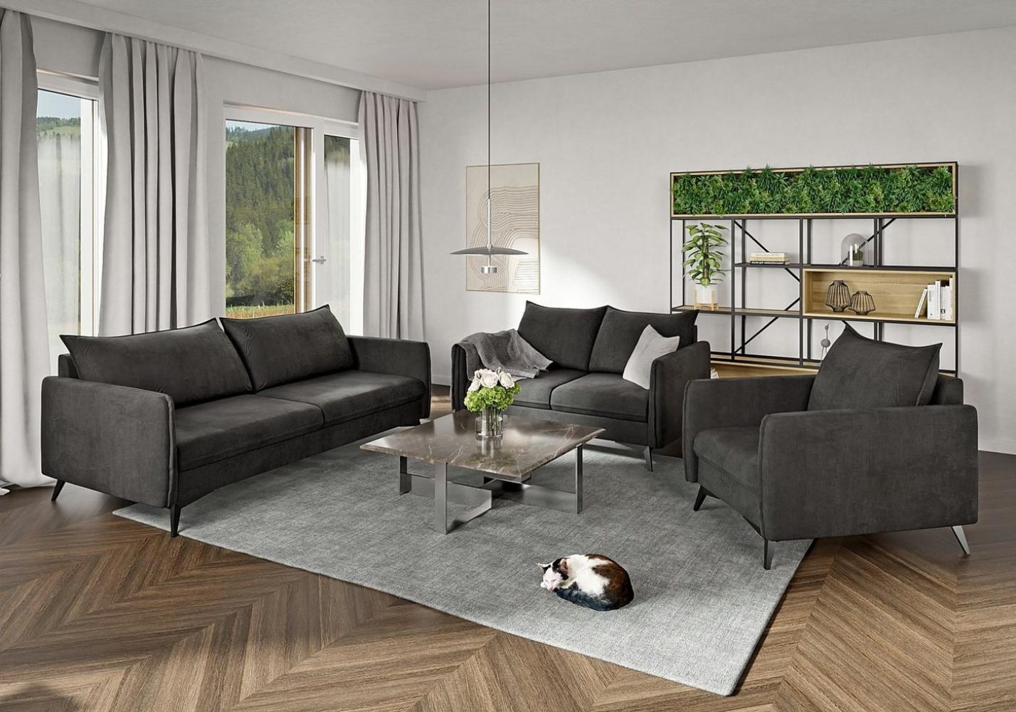 S-Style Möbel Polstergarnitur 3+2+1 Azalea mit Schwarz Metall Füßen aus Luxusmikrofaser, (1x 3-Sitzer-Sofa, 1x 2-Sitzer-Sofa, 1x Sessel), mit Wellenfederung Bild 1