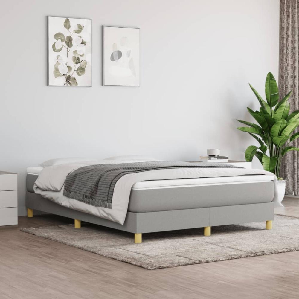 vidaXL Boxspringbett mit Matratze Hellgrau 140x190 cm Stoff 3144167 Bild 1