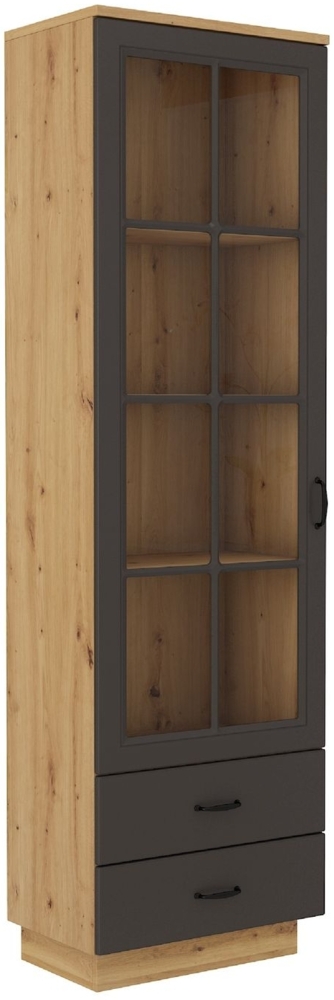 Vitrine Stilo 60 Esszimmer Landhaus Grau Eiche Artisan Buffet Küche Glasvitrine Bild 1