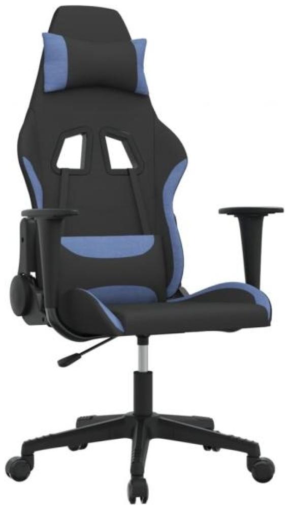 Gaming-Stuhl Schwarz und Blau Stoff Bild 1
