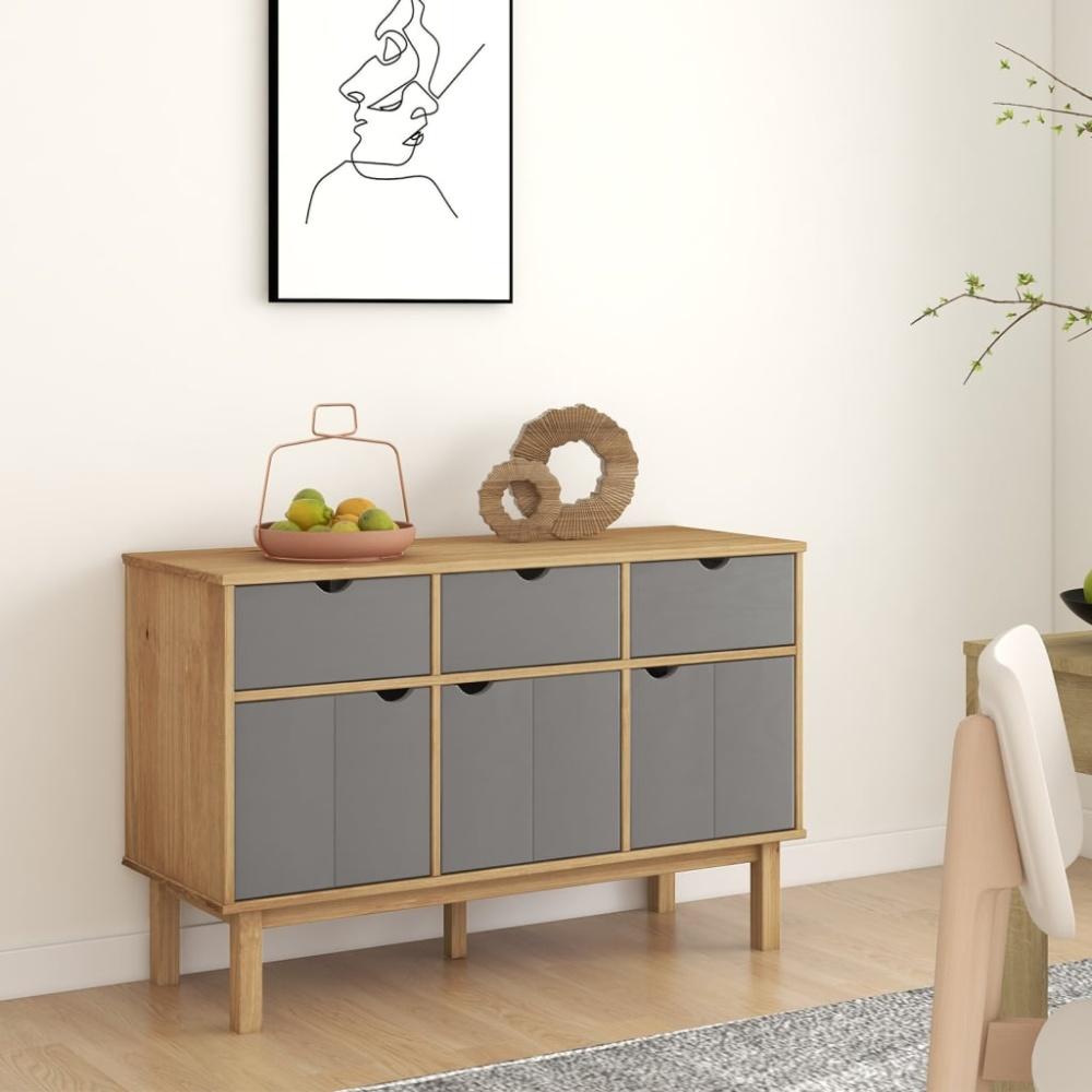 Sideboard Braun und Grau 114 x 43 x 73,5 cm Massivholz Kiefer [351298] Grau Bild 1